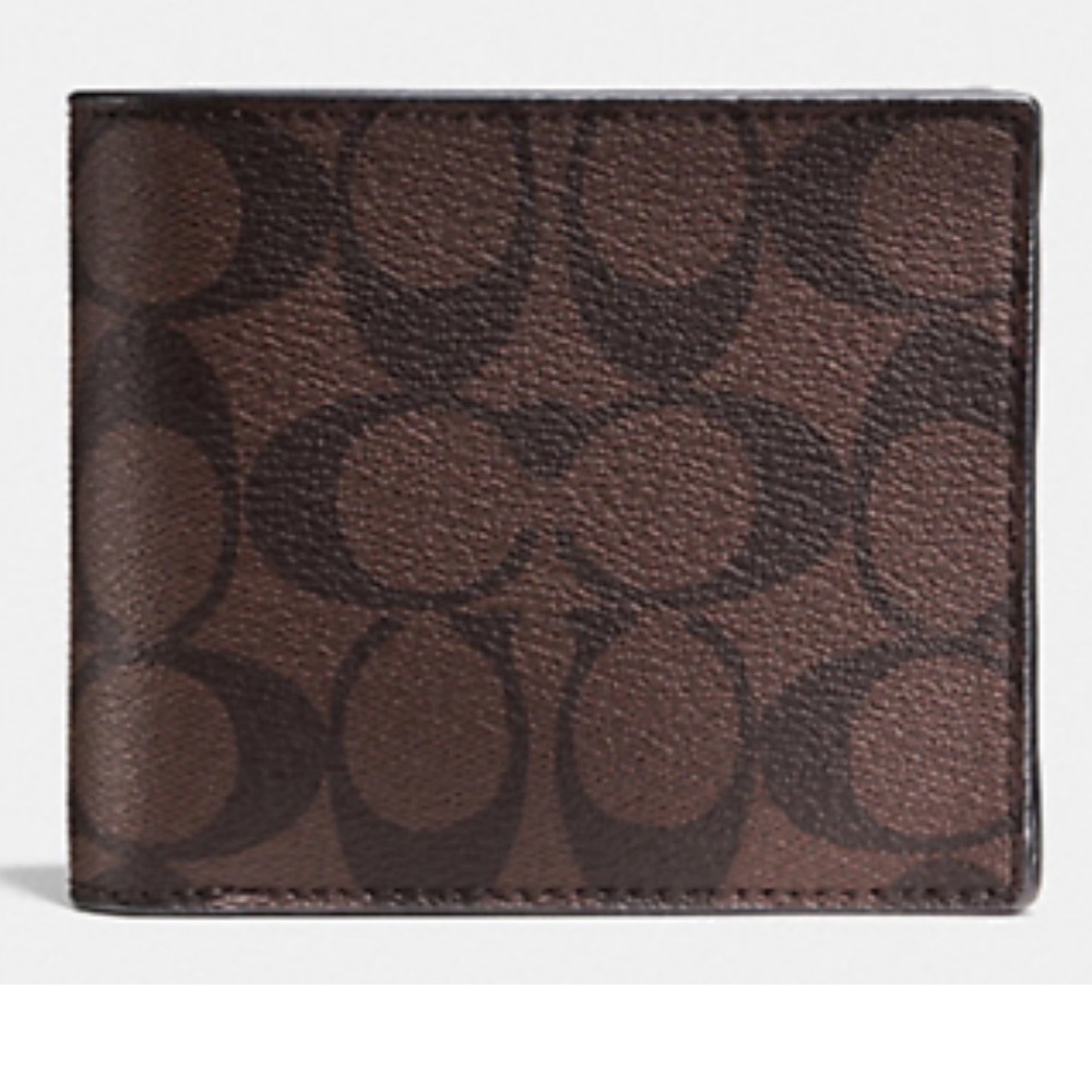 COACH Men’s Double Bill Signature PVC BROWN - Picture 4 of 6